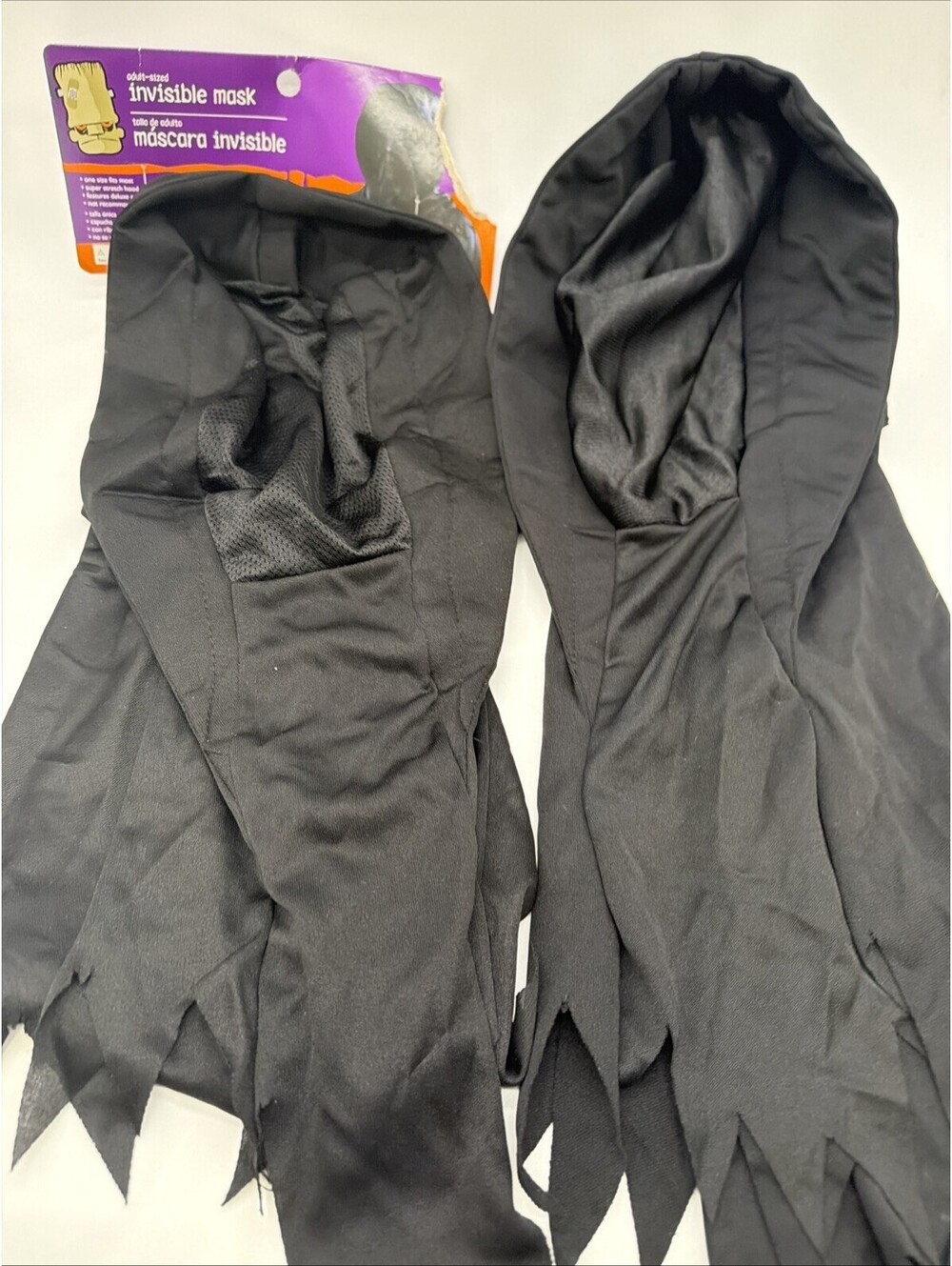 Lot of 2 Hidden Invisible man Face Ghoul Ghost Shadow Man Black Hood Masks
